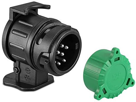 SPARKMOTO Anhänger Adapter 13 auf 7 polig, inkl. Grün Parking Cover,12V Wasserdicht 13 auf 7-pol Adapter Stecker für PKW Anhänger Anhängerkupplung von 13 Pol Auto Steckdose auf 7 Pol Anhänger Stecker