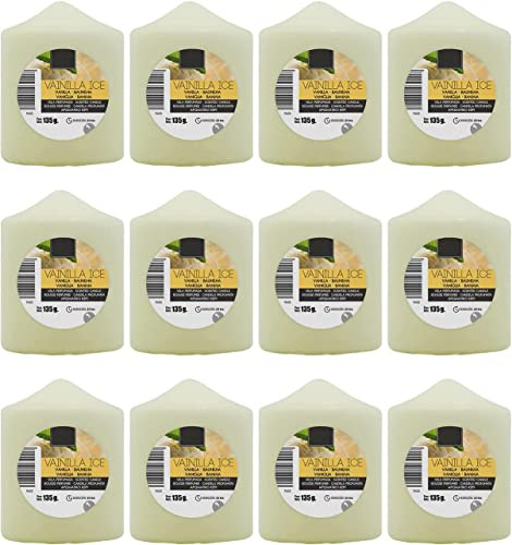 Lot de 12 Bougies Chauffe-plat Parfumées Vanille en Grande Taille XL 70 x 57 mm - Bougies Aromatiques, Grande Durée de Vie (22-24 Heures) et Arôme Délicat - Aromathérapie par les Bougies