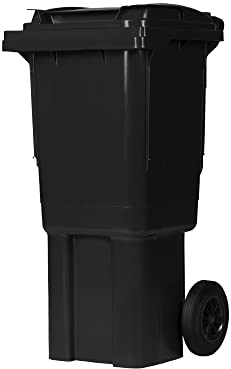 Bauer Mülltonne mit 2 Rädern und Deckel, Müllgroßbehälter, Abfalltonne, Mülleimer, Volumen: 60 Liter, Farbe: Grau, Größe: 935 x 445 x 522 mm