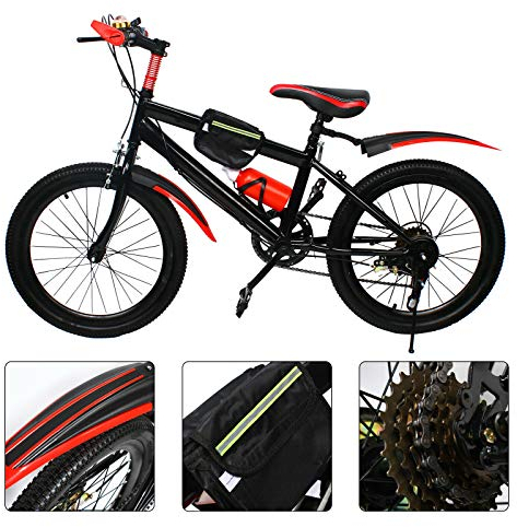 Futchoy Kinderfahrrad 20 Zoll für Mädchen und Jungen - 7 Gang Kinderrad Mountainbike Jugendfahrrad mit Handbremse bis 85kg Belastbar ab 6 Jahre(Rot)