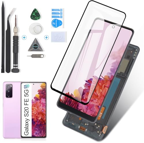 RongZy Écran LCD De Remplacement pour 6.5 Samsung Galaxy S20 FE/Galaxy S20 FE 5G/S20 FE 2022 Écran Tactile Digitizer Panneau Assemblé De Réparation avec Outils(Noir avec Cadre)