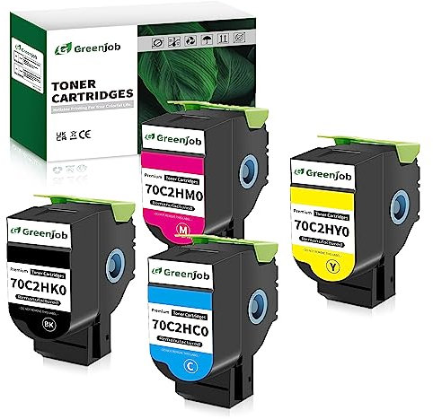 Greenjob CS310 Toner Compatible pour Lexmark CS310n CS310dn CS410n CS410dn CS410dtn CS510de CS510dte Imprimante (4000 Pages BK, 3000 Pages CMY) 70C2HK0 70C2HC0 70C2HM0 70C2HM0 C2HY0