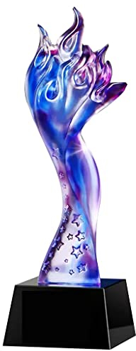 Trophies, Medals Awards Blue Flame Crystal Glass Trophy Creative Company Outstanding Employee Trophy Annual Meeting Awards Gifts Competition Lettering Trophy