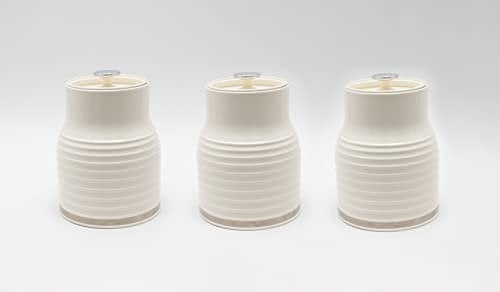 Daewoo Sienna Collection Set Of 3 Cannisters, Tea Coffee Sugar Containers With Removable Lid, Cream