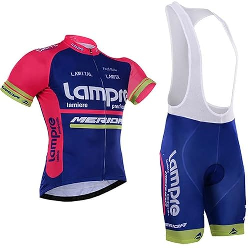 SGCIKER Retro Pro Team Radtrikot Set for Herren, Kurzarm Fahrrad bekleidung Lätzchen Kurzsets Gel Paddad Shorts
