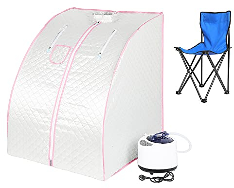 Cabina Sauna a Vapore Portatile, 1000 W Sauna da Casa, Sauna Portatile con Generatore di Vapore 2,5 Litri e Telecomando, Bagno di Vapore Domestica, Mini Mobile Sauna Spa (Argento 88×76×100 cm)
