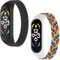 WD&CD 2 Stück Armband kompatibel mit Xiaomi Mi Band 7/6 / 5/4 / 3 (Schwarz+ Regenbogenfarben), Armbänder Nylon Elastizität Uhrenarmband Sport Ersatzarmband, M