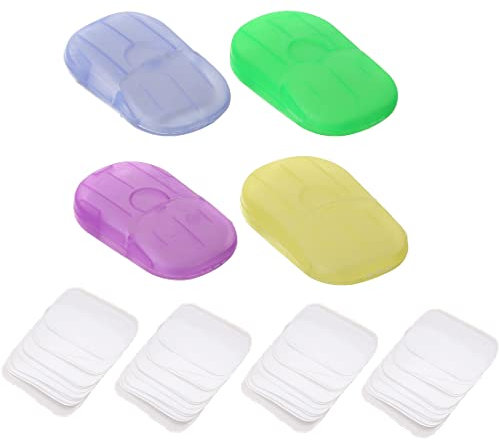 Seife Papier Seifenblätter,4x Boxen (80 Seifenblätter gesamt) Papier Seife Seifenblätter Reisen Seifenblättchen Einweg Seife für unterwegs,Seifenpapier-Nachfüllbeutel,Reisen Seifenblätter für Outdoor