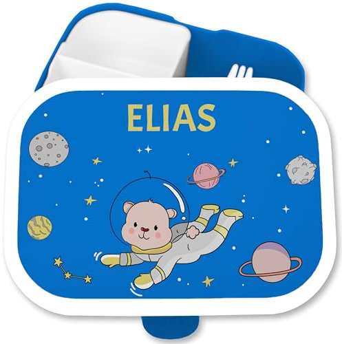 Brotdose Kinder Campus für Mepal - Weltraum - Astronaut Bär im Weltall - 750 ml - Blau - erstklässler geschenke nasa fächern raumschiff rakete space shuttle raketen planeten astronauten junge