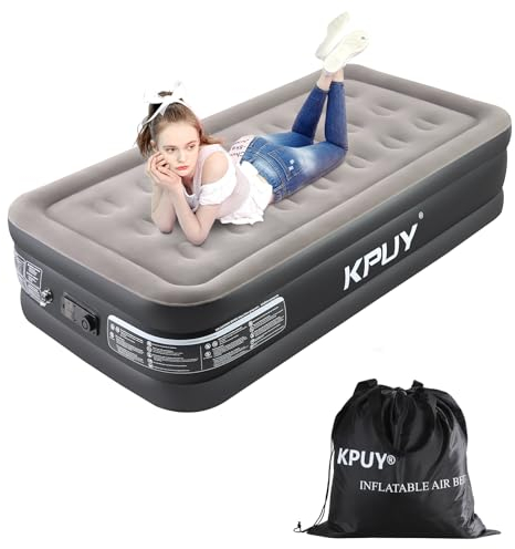 KPUY Luftmatratze, aufblasbare Matratze mit integrierter elektrischer Pumpe, selbstaufblasendes faltbares Gäste-Luftbett, 191 x 99 x 46 cm (Einzelbett, schwarz)