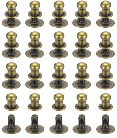 QUARKZMAN 5mm Vite a Testa Sferica Rivetti Bottone Nipplo, Confezione da 20 per Artigianato in Pelle Fai da Te Borsa Cintura, Tono Bronzo