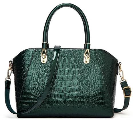 Segater Frauen Mode Krokodil-Muster Handtasche und Geldbörse Lackleder Glänzende Top-Handle Tasche Shopper Tote Arbeit Umhängetasche Schulranzen
