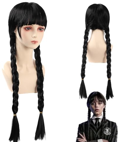 YKHSUAOU Perücke für Damen,Lange Geflochtene Schwarze Perücken ,Lange schwarze geflochtene Perücken,für Cosplay PartyFaschingskostüme Karneval HalloweenMerchandise Geschenke.