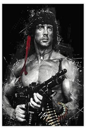 Hndeial Rambo Leinwandposter Sylvester Stallone, Wandkunst, Dekordruck, Bild Gemälde für Wohnzimmer, Schlafzimmer, Dekoration, ungerahmt, 30 x 45 cm