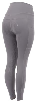 HORZE Damen Reitleggings Daria, Reithose mit Handytasche und Vollbesatz, grau, 40