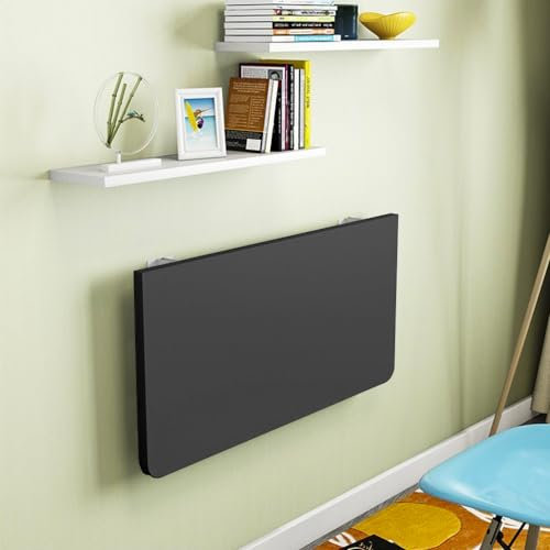 Supfine Klappbarer Wandtisch aus Holz, klappbarer Wandschreibtisch mit Halterungen, Esstische, multifunktionaler Klapptisch, Küchentisch (Schwarz, 60 x 30 x 1,6 cm)
