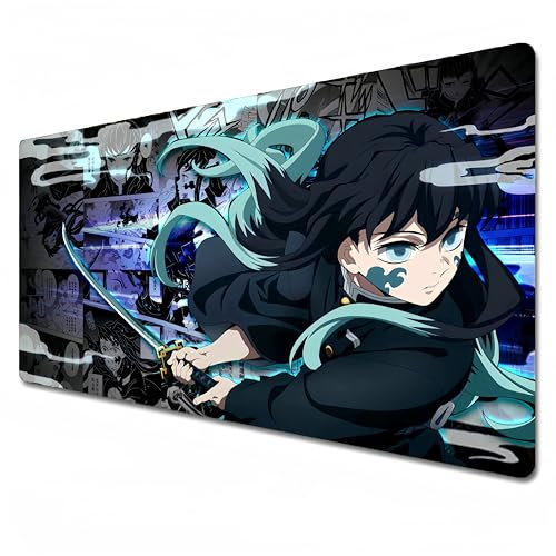 Demon Slayer Mouse pad|Anime Mouse pad Large|XXL Mouse pad 900x400|Office Desk mat|Waterproof - Anti Slip|Tomioka Giyuu (35.4 x 15.7 x 0.1 in)