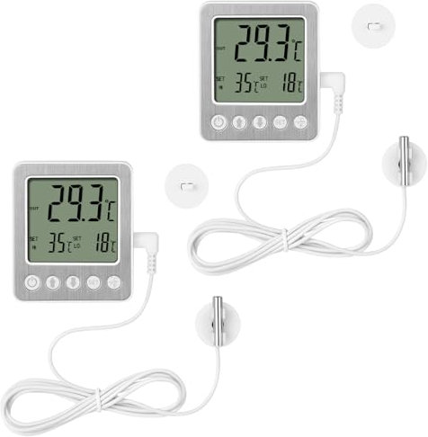 Refrigerator Thermometer Freezer Alarm Digital Freezer Thermometer Fridge Thermometer with Extra Sensor high and Low Temperature Alarm (2, White, Small,10)