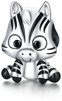 Sterling Silber Schmuck, 925 Sterling Silber Retro Charm für Armband & Armreif Vintage Cartoon Zebra Charms Schmuck Armband