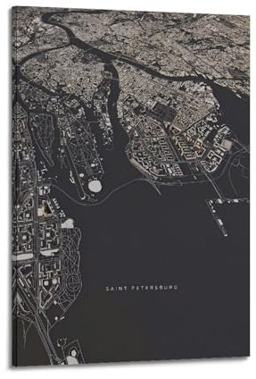 Stadtkarten-Poster, Sankt Petersburg, dekoratives Gemälde, Leinwand, Wandposter und Kunstdruck, moderne Familienschlafzimmer-Dekoration, Poster, 60 x 90 cm