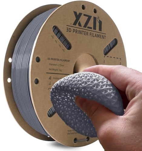 XZN TPU Filament 1.75mm für 3D-Drucker, TPU 95A Flexibel Filament 3D Drucker Filament,1kg Spule,TPU Grau