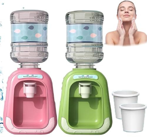 Dispensador de Agua micelar Bleumy, Mini dispensador de Agua para Maquillaje, dispensador de desmaquillante, Mini recipientes para Maquillaje (Verde + Rosa)