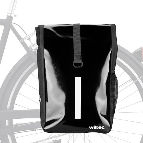 Wiltec Gepäckträgertasche schwarz, Fahrradtasche Gepäckträger 16 l Stauraum, Gepäcktasche mit Tragegurt, wasserresistente Fahrrad Tasche
