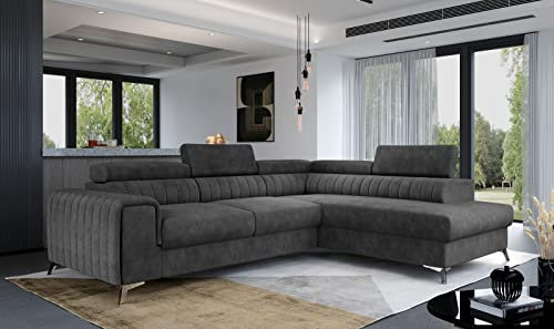 Generisch Couchgarnitur Sofa Sofagarnitur Laureen mit Schlaffunktion Bettkasten Wohnlandschaft Lau_ 29 in Dora 96 rechts