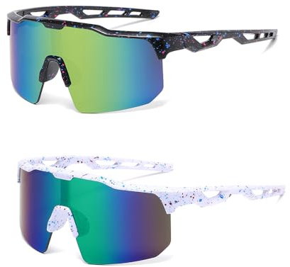2 Pièces Lunette de Soleil Enfant, Polarisées UV400 Lunette Soleil Garçons Filles Lunettes de Cyclisme, Lunette Velo, Lunette de Ski Enfant, Lunettes Sport Coupe-Vent, Pour Activités de Plein Air