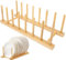 JJiaoLinin Bamboo Cupboards Dish Rack, Plate Rack Stand,Dish Rack,Pot Lid Holder,Dish Drying Rack,Bamboo Plate Holder Organizers for Plates, Bowls,Cups,Pot Lids,Cutting Boards,Books(7 Slots)