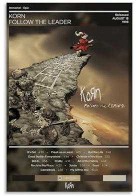 Korn Poster Rockband Musik Retro Vintage Cover Musikposter für Zimmer Ästhetische Leinwand Wandkunst Schlafzimmer Dekor 30 x 45 cm