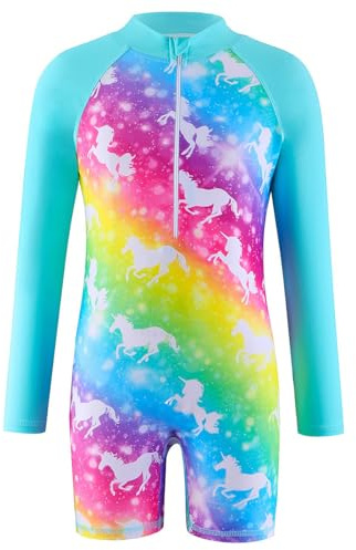 Atorcher Swimming Costume for Girls One Piece Swimsuit Rash gurad Swimsuits Long Sleeve Swimwear Bathing Suit Suit High Neck Swimwear