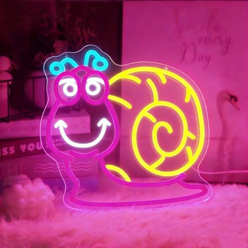 Schnecke Neon Schild, LED Bunt Snail Neon Sign für Wand Deko, Dimmbare Brief Neonlichter USB Power für Schlafzimmer Wohnzimmer Kinderzimmer Zimmers Home Party