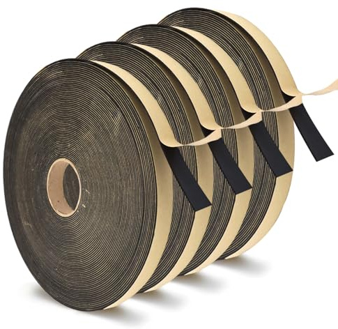 4 Rolls Black Foam Seal Tape, 15 Meter Window Seal Door Insulation Strip Sealing Self Adhesive Weather Stripping Door Seal Strip Car Speaker Sealing Tape