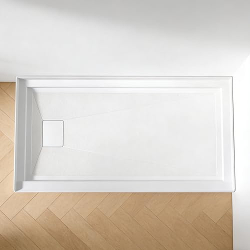 Shower Base 32x60, Shower Pan Left Drain Solid Non-Slip Surface Single Threshold with Magnetic Cover for Bathroom, Shower Pan Bases White Shower Tray for Alcove Installation, Drain Not Included