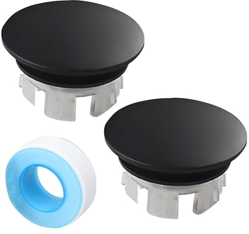 2 StüCk Waschbecken üBerlauf Abdeckung, üBerlaufrosette Waschbecken mit Rohmaterialband Waschbecken üBerlauf Ring üBerlauf Abdeckung für Badezimmer KüChe Waschbeckenablaufloch (Schwarz)