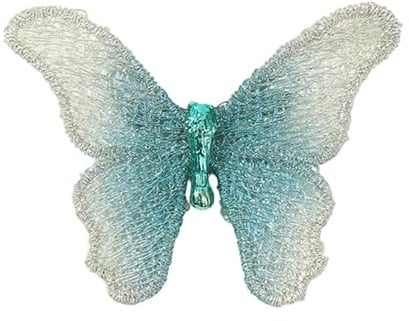 Broche papillon en tissu artistique avec extrémité sécurisée - Substance ventilée - Flexible - Décoration de vêtements - Broche artisanale en tissu