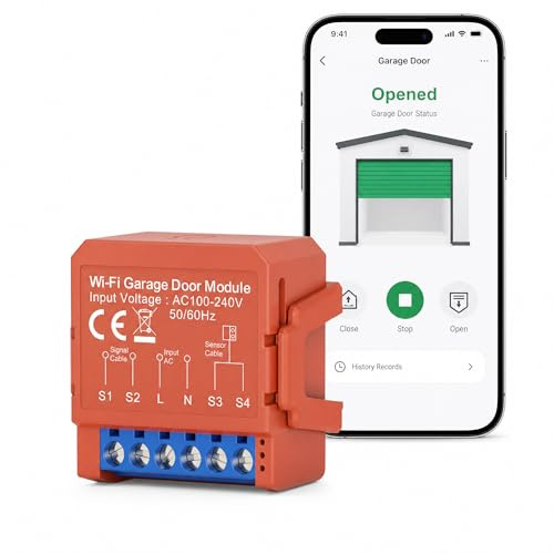 Irishom WLAN Garagentoröffner Fernbedienung, Garagentorantrieb Steuerung, Alexa & Google Home, Tuya/Smart Life App, Sprachsteuerung, Timer, Ereignisprotokoll, Kein Hub erforderlich