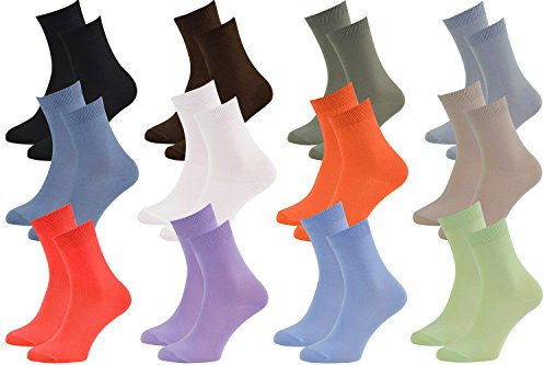 Rainbow Socks - Femme Homme Chausettes Midi en Bambou - 12 Paire - Noir Blanc Marron Gris Bleu Vert Violet Bleu Marine Orange Rouge Beige Kaki - Taille 42-43