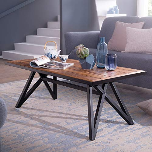Couchtisch Luca Sheesham Massivholz braun schwarz 115 x 45 x 60 cm (B/H/T) Wohnzimmertisch Wohnzimmercouchtisch Beistelltisch Anstelltisch