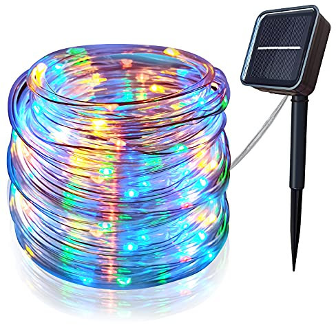 kikasam Solar String Lights Outdoor Rope Lights,39Ft 100 LED Solar Fairy Lights Outdoor Tube Lights Waterproof,Solar Garden Lights Decorative Lights for Home Party Patio Wedding Birthday (Muti-Color)