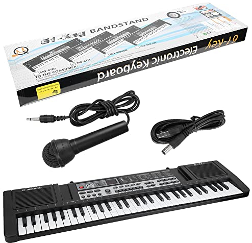 61 Tasti Tastiera, Tastiera Pianoforte Tastiera Elettronica Pianoforte Pianoforte Elettrico con Microfono per Principianti Ragazzi Ragazze