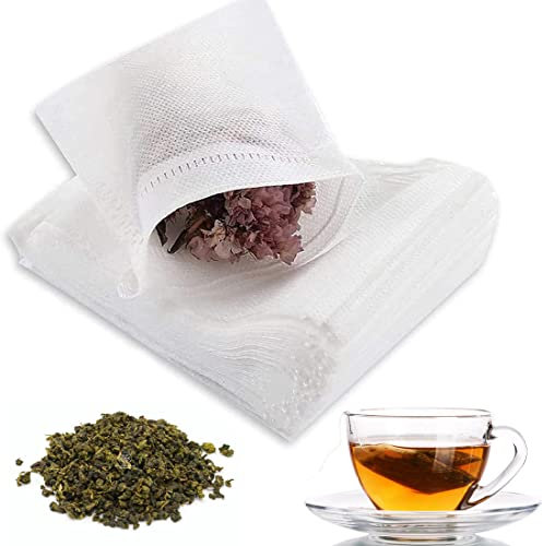 Tomedeks Lot de 200 Sachets de Thé jetable en Papier Filtrant Filtre à Thé Pour Thé Vrac Epices - Blanc