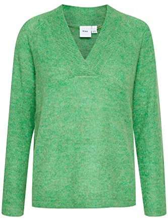 ICHI IHKAMARA V LS Damen Strickpullover Feinstrick Pullover Strickpullover mit V-Ausschnitt Slim-Fit, Größe:XL, Farbe:Kelly Green (166138)