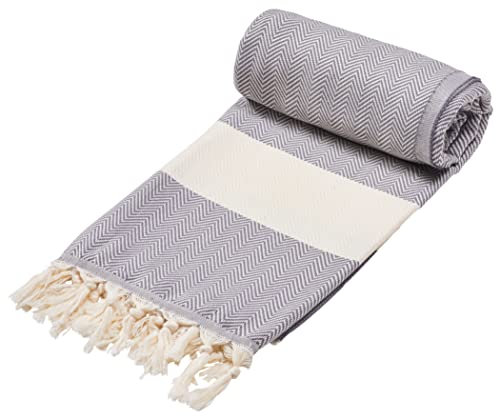 Sowel® Telo mare XXL, 100 x 200 cm, asciugamano da sauna, asciugamano grande, leggero, sottile, asciugamano per hammam, Fouta, pestemal, donna e uomo, 100% cotone, grigio scuro