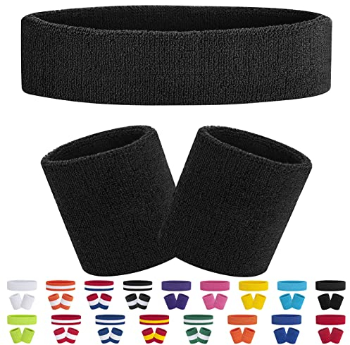 FACATH Gestreiftes Schweißband-Set Sport-Stirnband-Armband-Set Frottee-Armband Sportübungs-Basketball-Armband-Stirnbänder