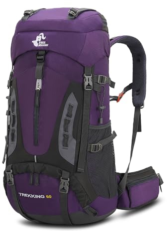 Bseash 60L Waterproof Lightweight Hiking Backpack with Rain Cover,Outdoor Sport Travel Daypack for Climbing Camping Touring