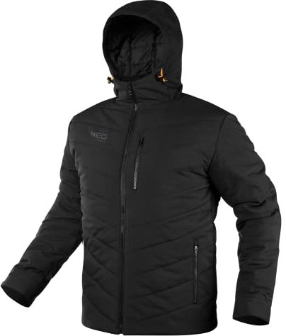 NEO TOOLS Männer Herren Outdoor-Arbeitsjacke Aktivitäten, Dobby, Atmungsaktive material 100% Polyester, TPU-Membranbeschichtung, 5000 mm wasserdicht, verdeckte Kapuze (L)