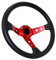 Acclcors Volante universale da corsa, volante da gioco, 13,6, 6 viti, in pelle, con tasto per corno, per corsa, rally, motorsport, guida (rosso)