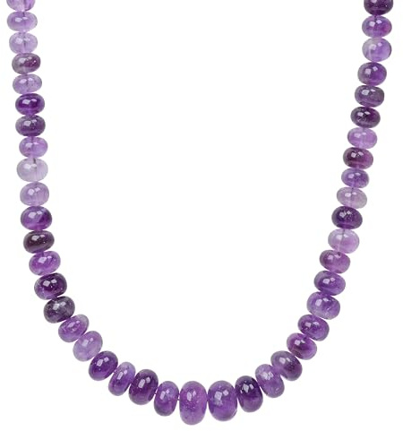 ELEDORO Amethyst Kette Kugelkette mit 925 Silberverschluss | Kleine deutsche Schmuckmarke ELEDORO: handgefertigte Amethyst-Kette, 48+5 cm, 6–12 mm, Karabiner, 925 Silber vergoldet